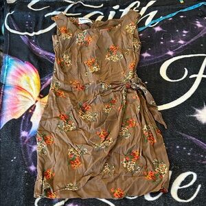 Maje Brown Floral Midi Dress